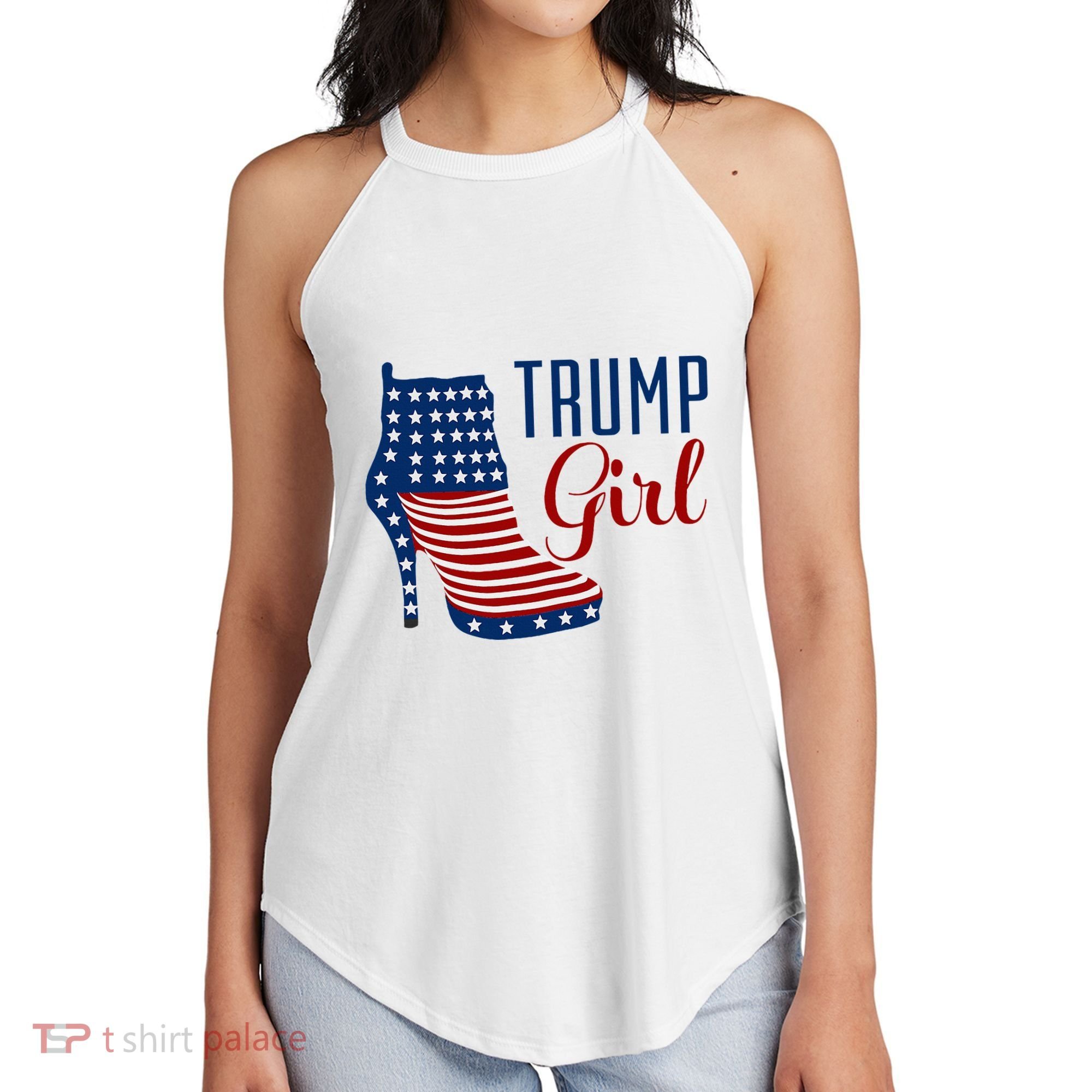 Trump Girl High Heel With Flag Women's Perfect Tri Rocker Tank