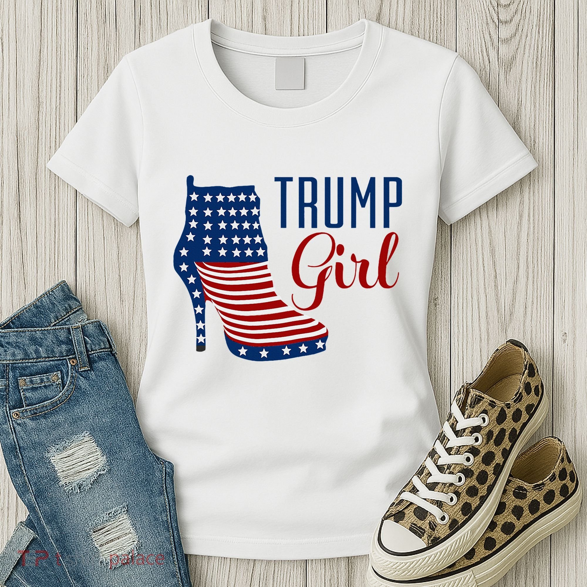 Trump Girl High Heel With Flag Women's T-Shirt