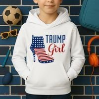 Trump Girl High Heel With Flag Kids Hoodie thumb 2