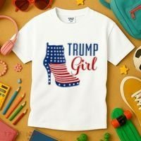 Trump Girl High Heel With Flag Kids T-Shirt thumb 3