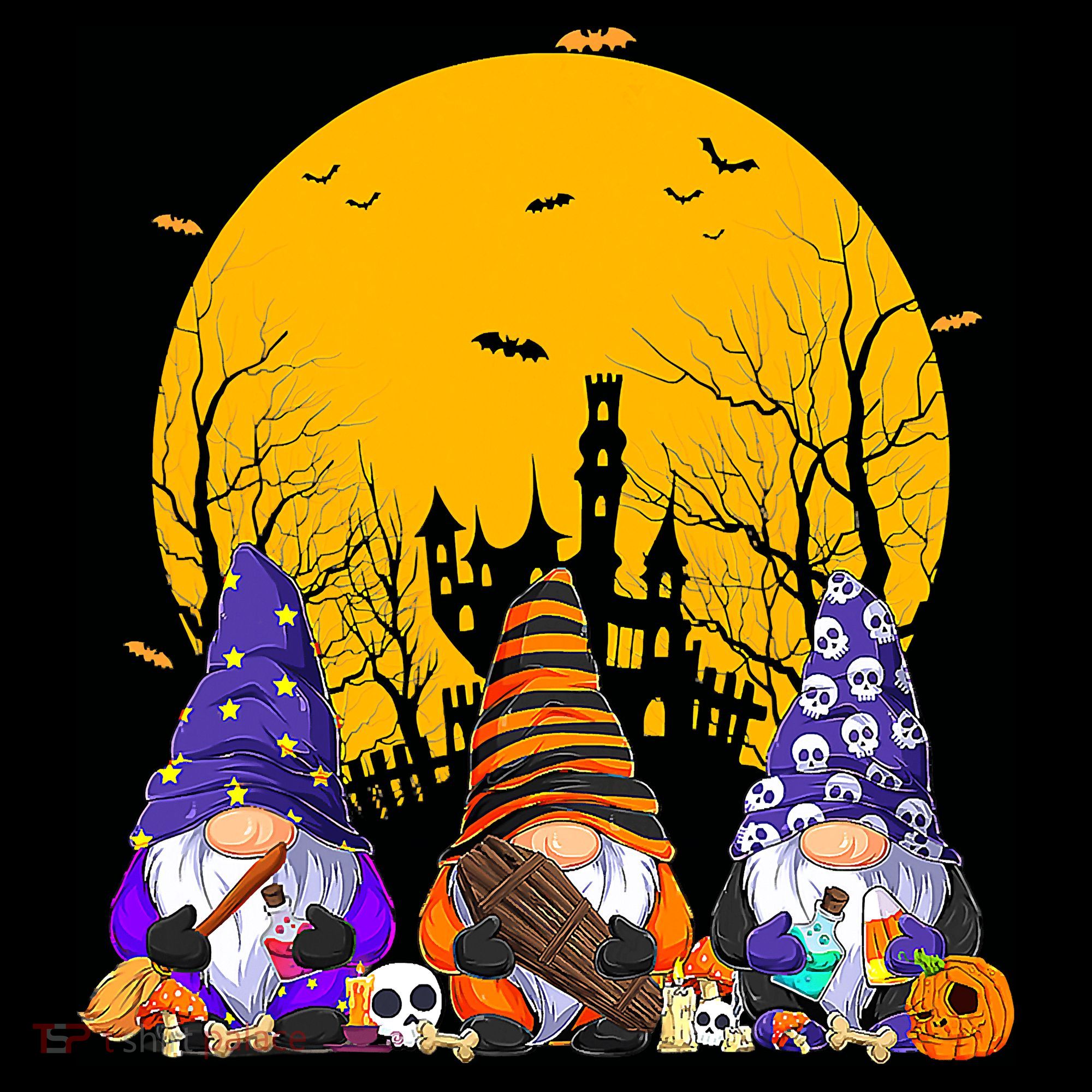 Three Gnomes Happy Halloween Fall Candy Corn Pumpkin Ornament