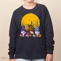 Three Gnomes Happy Halloween Fall Candy Corn Pumpkin Women's Sweatshirt thumb 0