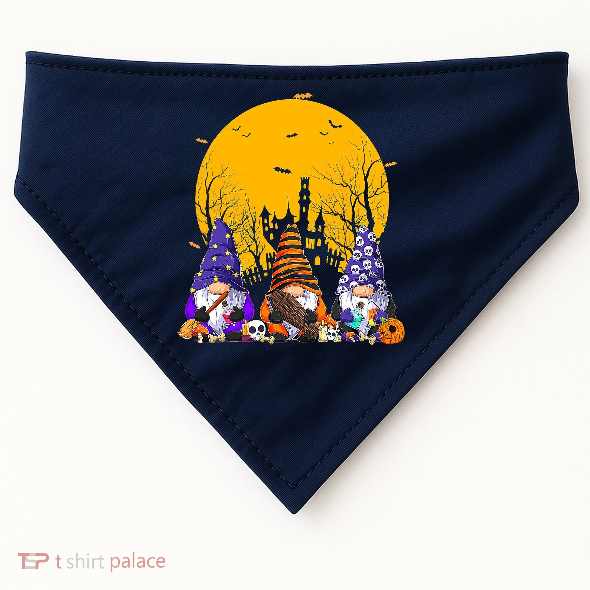 Three Gnomes Happy Halloween Fall Candy Corn Pumpkin USA-Made Doggie Bandana