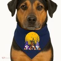 Three Gnomes Happy Halloween Fall Candy Corn Pumpkin USA-Made Doggie Bandana thumb 1