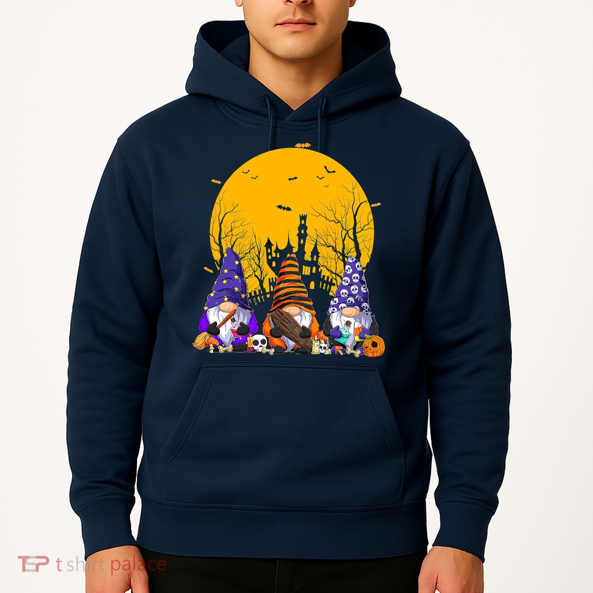 Three Gnomes Happy Halloween Fall Candy Corn Pumpkin Hoodie