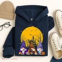 Three Gnomes Happy Halloween Fall Candy Corn Pumpkin Hoodie thumb 4
