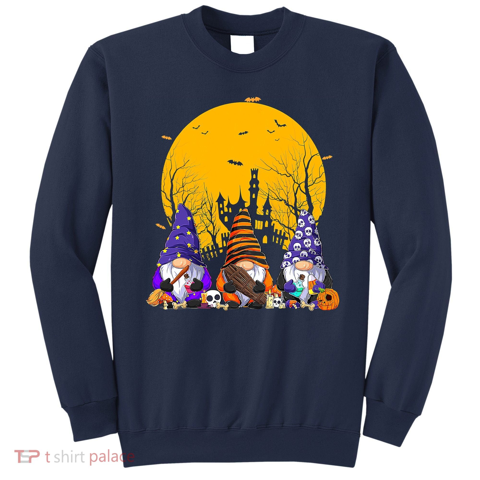 Three Gnomes Happy Halloween Fall Candy Corn Pumpkin Sweatshirt