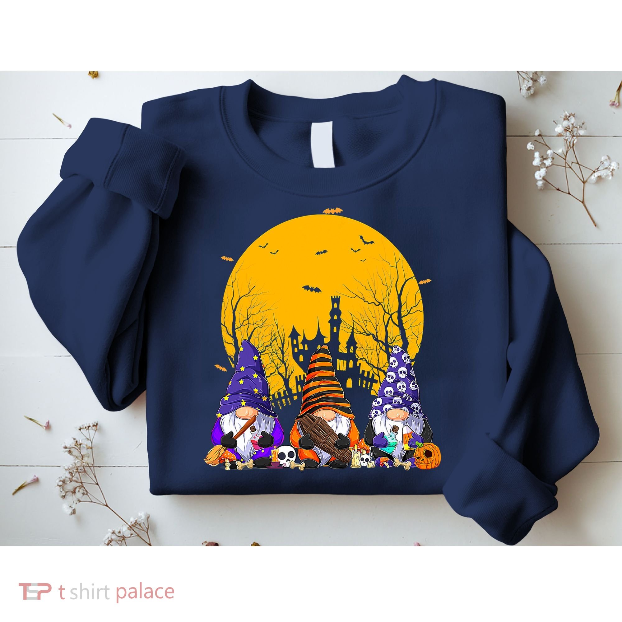 Three Gnomes Happy Halloween Fall Candy Corn Pumpkin Sweatshirt