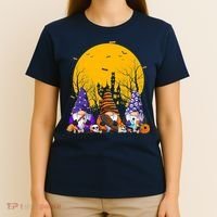 Three Gnomes Happy Halloween Fall Candy Corn Pumpkin T-Shirt thumb 4