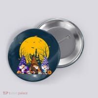 Three Gnomes Happy Halloween Fall Candy Corn Pumpkin Button thumb 0