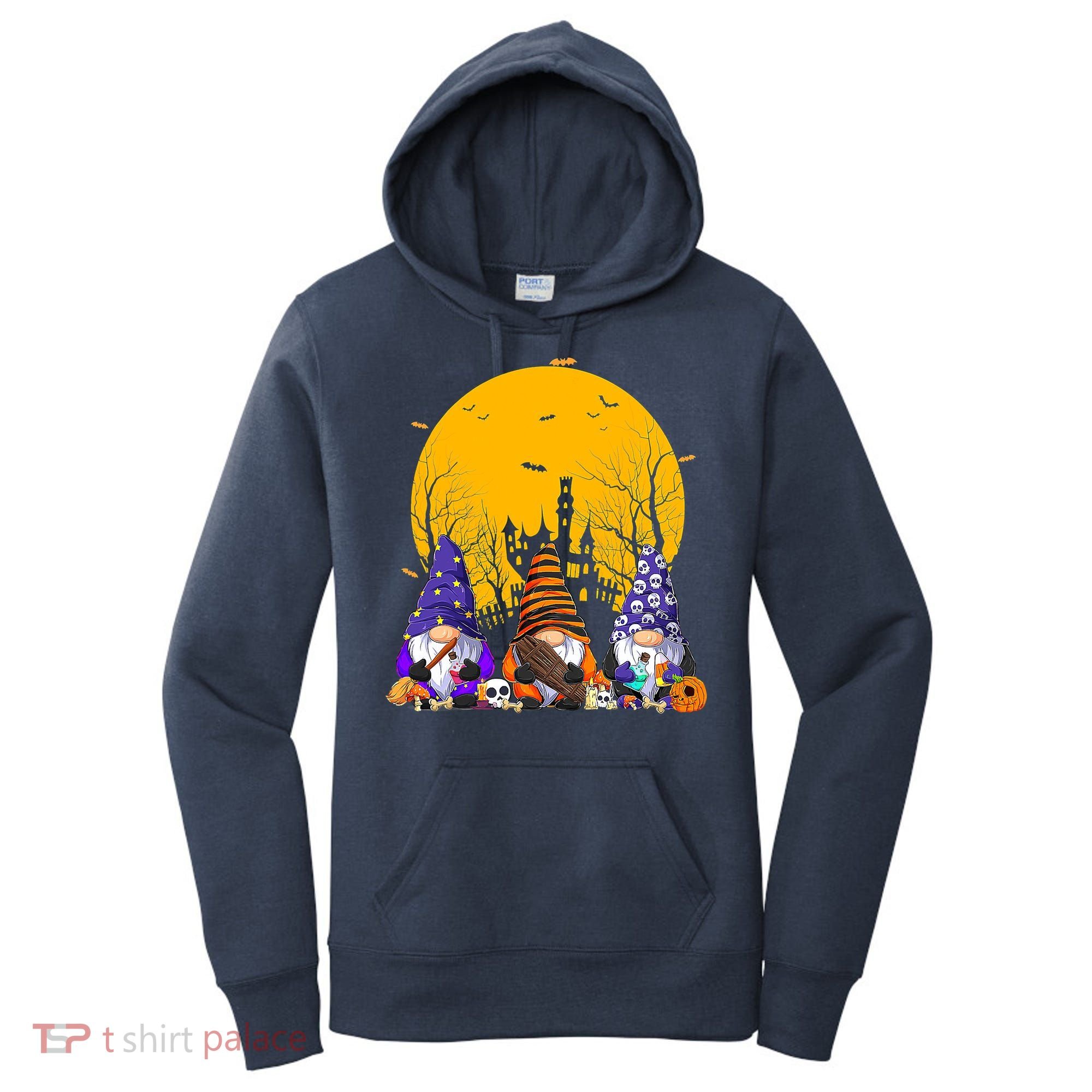 Three Gnomes Happy Halloween Fall Candy Corn Pumpkin Women's Hoodie
