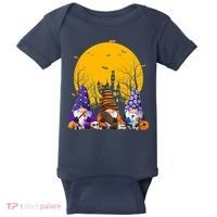 Three Gnomes Happy Halloween Fall Candy Corn Pumpkin Baby Bodysuit thumb 0
