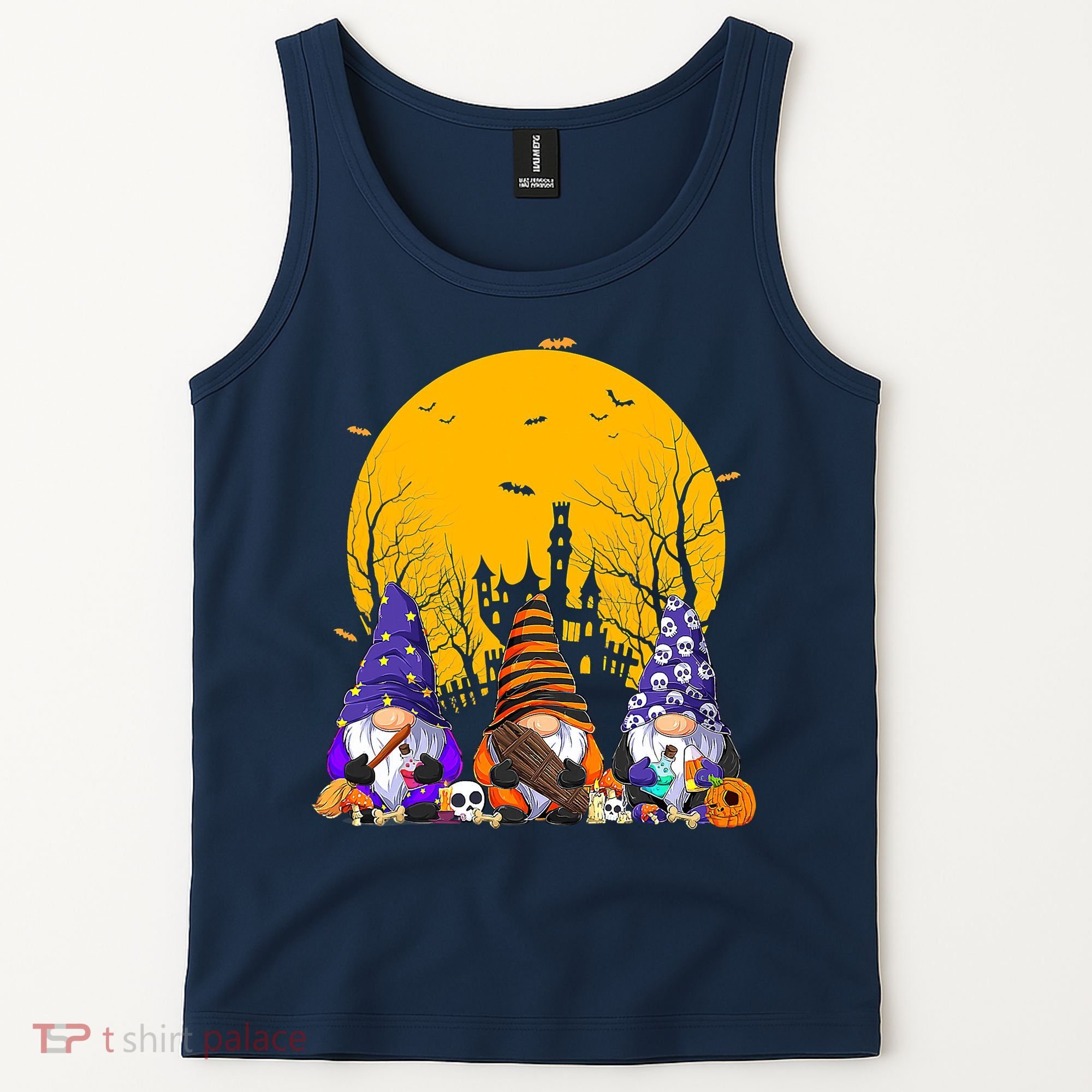Three Gnomes Happy Halloween Fall Candy Corn Pumpkin Tank Top