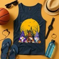 Three Gnomes Happy Halloween Fall Candy Corn Pumpkin Tank Top thumb 4