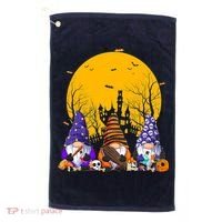 Three Gnomes Happy Halloween Fall Candy Corn Pumpkin Golf Towel thumb 0