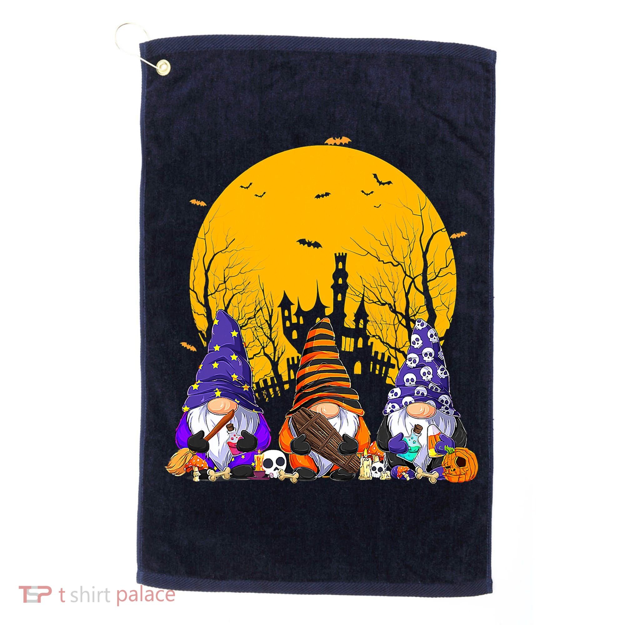Three Gnomes Happy Halloween Fall Candy Corn Pumpkin Golf Towel