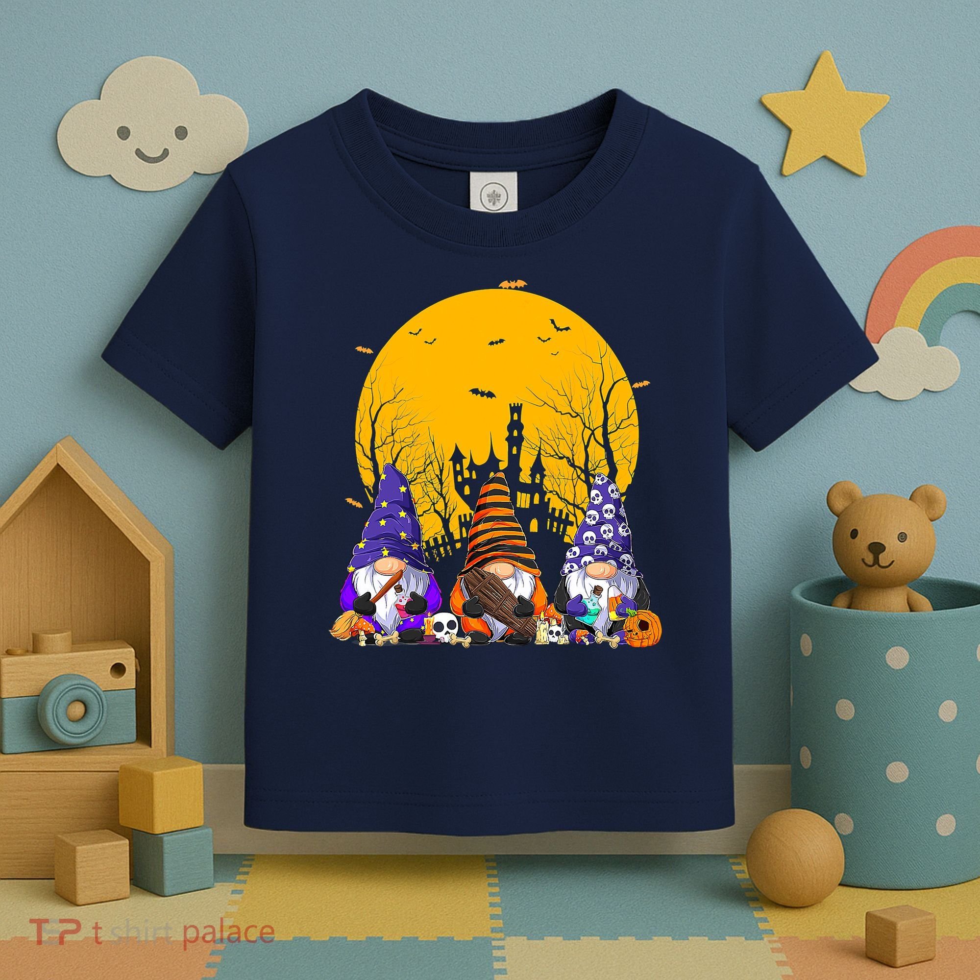 Three Gnomes Happy Halloween Fall Candy Corn Pumpkin Toddler T-Shirt