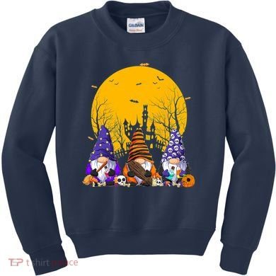 Three Gnomes Happy Halloween Fall Candy Corn Pumpkin Kids Sweatshirt