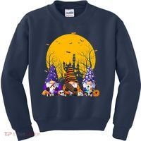 Three Gnomes Happy Halloween Fall Candy Corn Pumpkin Kids Sweatshirt thumb 0