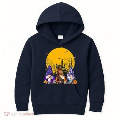 Three Gnomes Happy Halloween Fall Candy Corn Pumpkin Kids Hoodie