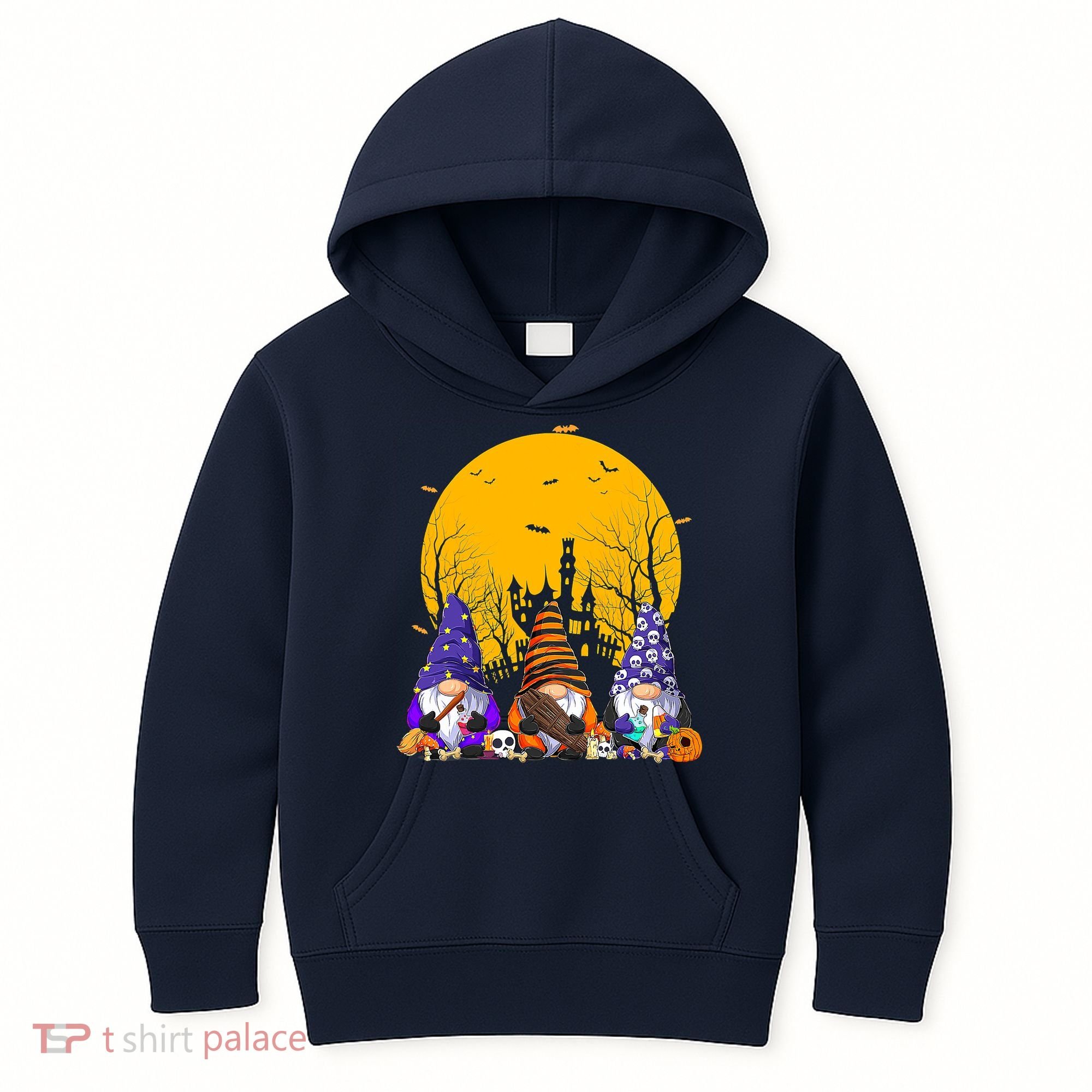 Three Gnomes Happy Halloween Fall Candy Corn Pumpkin Kids Hoodie