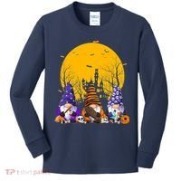 Three Gnomes Happy Halloween Fall Candy Corn Pumpkin Kids Long Sleeve Shirt thumb 0