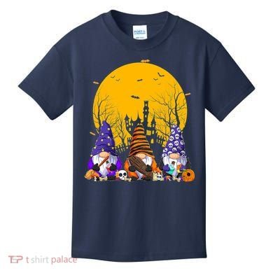 Three Gnomes Happy Halloween Fall Candy Corn Pumpkin Kids T-Shirt