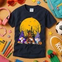 Three Gnomes Happy Halloween Fall Candy Corn Pumpkin Kids T-Shirt thumb 3