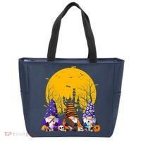 Three Gnomes Happy Halloween Fall Candy Corn Pumpkin Tote Bag thumb 0
