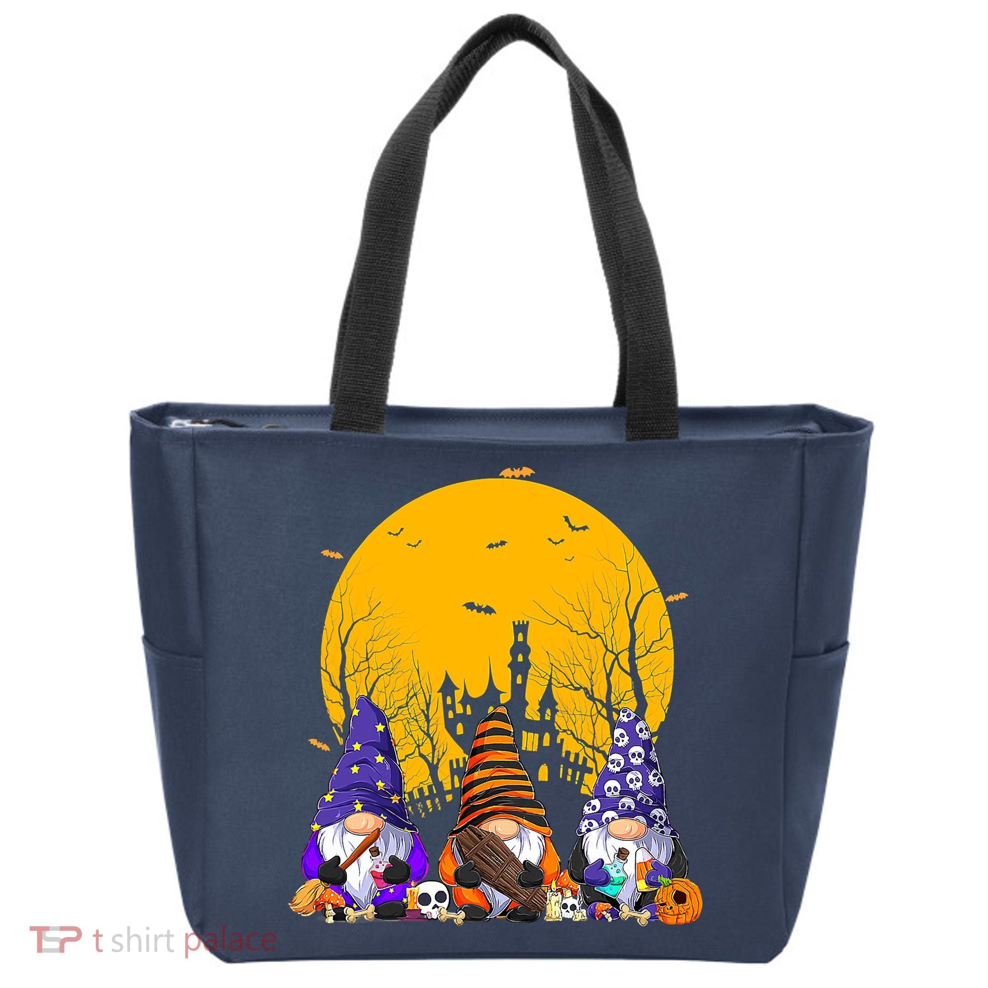 Three Gnomes Happy Halloween Fall Candy Corn Pumpkin Tote Bag