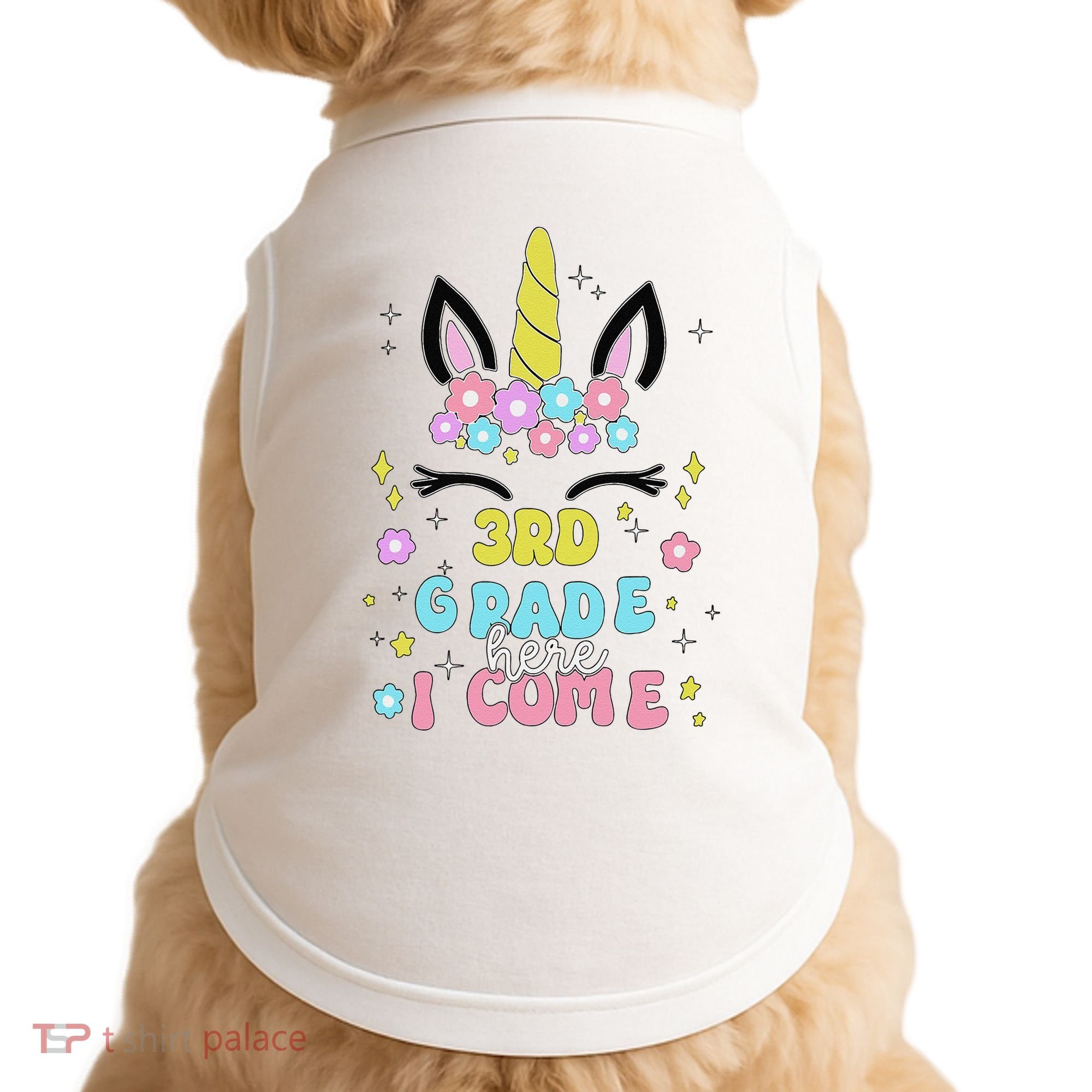 Third Grade Here I Come Unicorn Back To School Doggie Tank