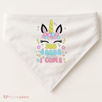 Third Grade Here I Come Unicorn Back To School USA-Made Doggie Bandana