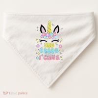 Third Grade Here I Come Unicorn Back To School USA-Made Doggie Bandana thumb 0