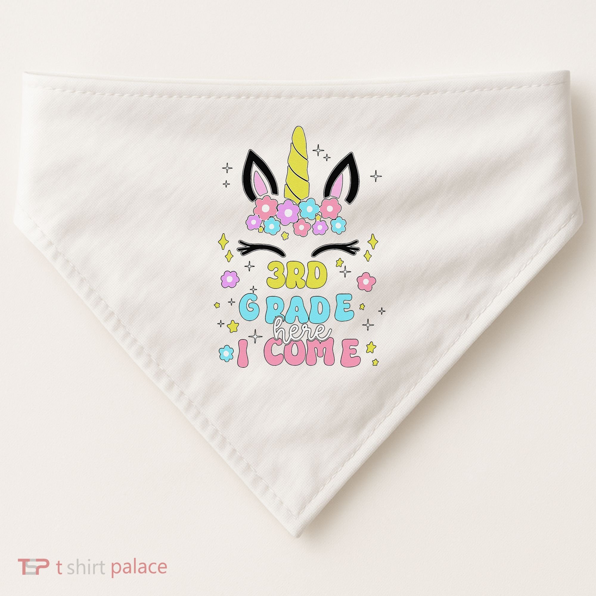 Third Grade Here I Come Unicorn Back To School USA-Made Doggie Bandana