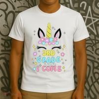 Third Grade Here I Come Unicorn Back To School T-Shirt thumb 3