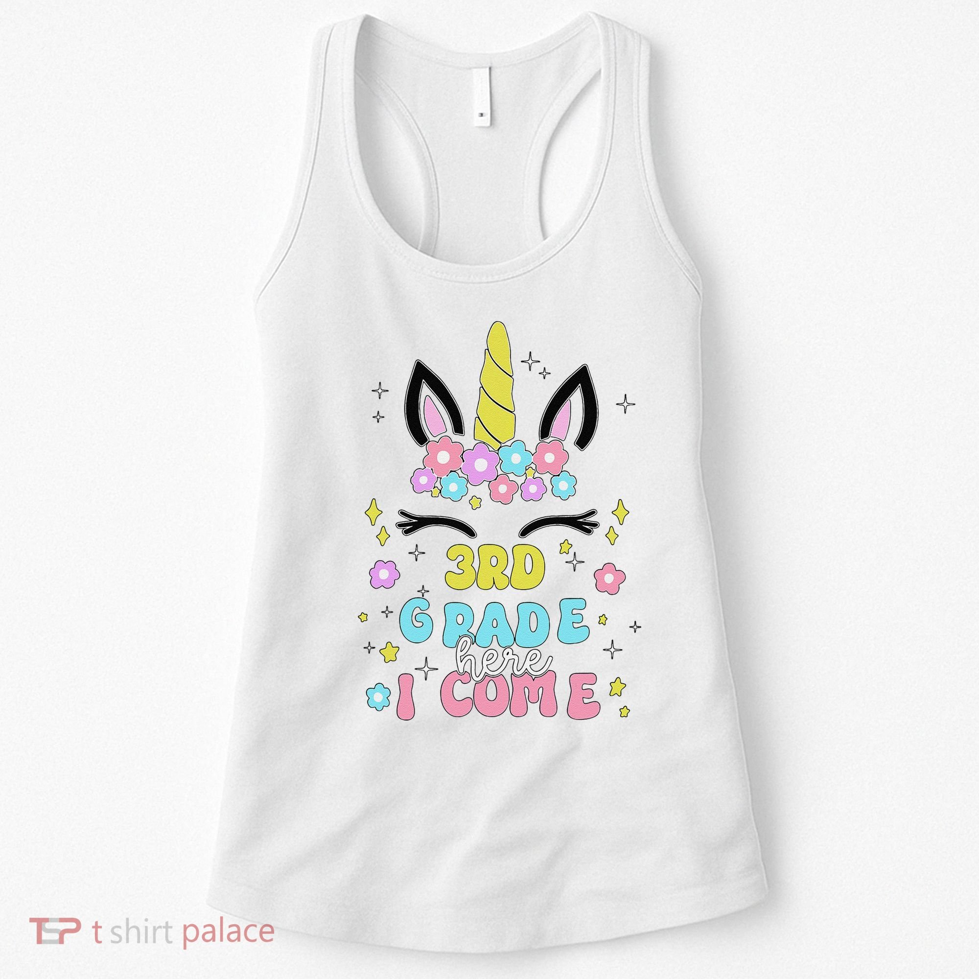 Third Grade Here I Come Unicorn Back To School Women's Tank Top