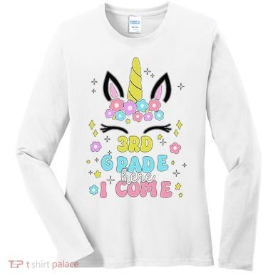 Third Grade Here I Come Unicorn Back To School Women's Long Sleeve Shirt