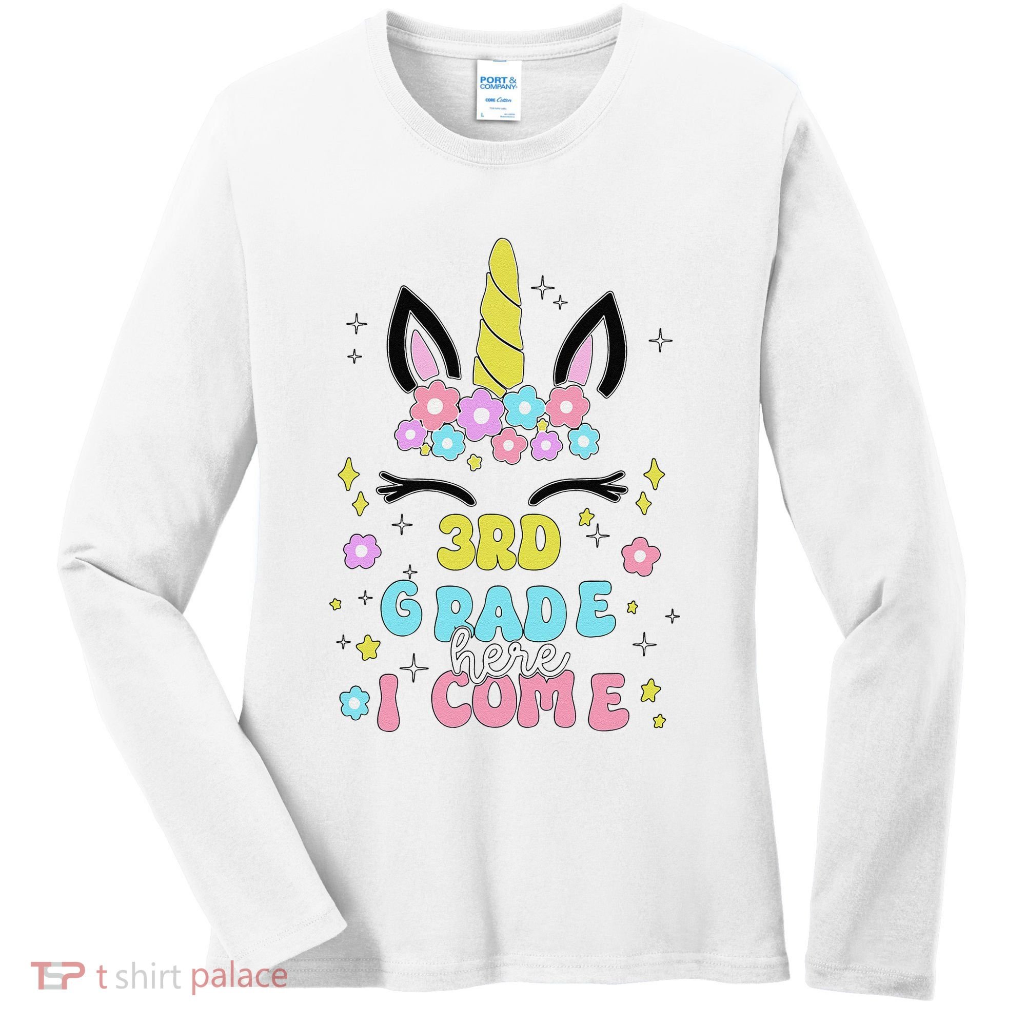 Third Grade Here I Come Unicorn Back To School Women's Long Sleeve Shirt