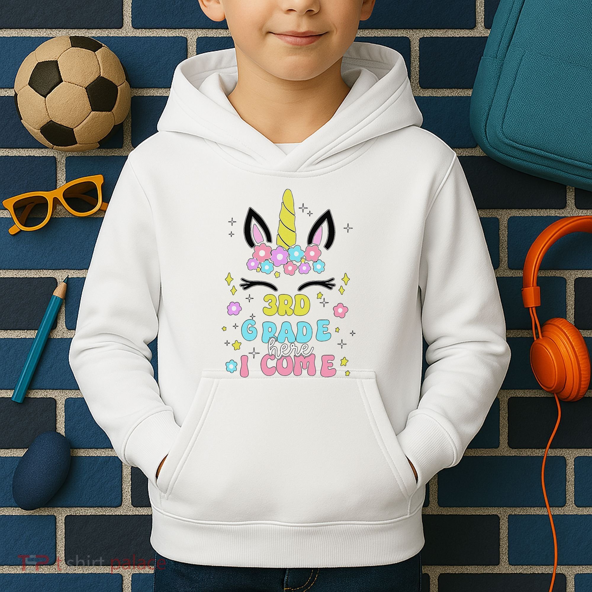 Third Grade Here I Come Unicorn Back To School Kids Hoodie