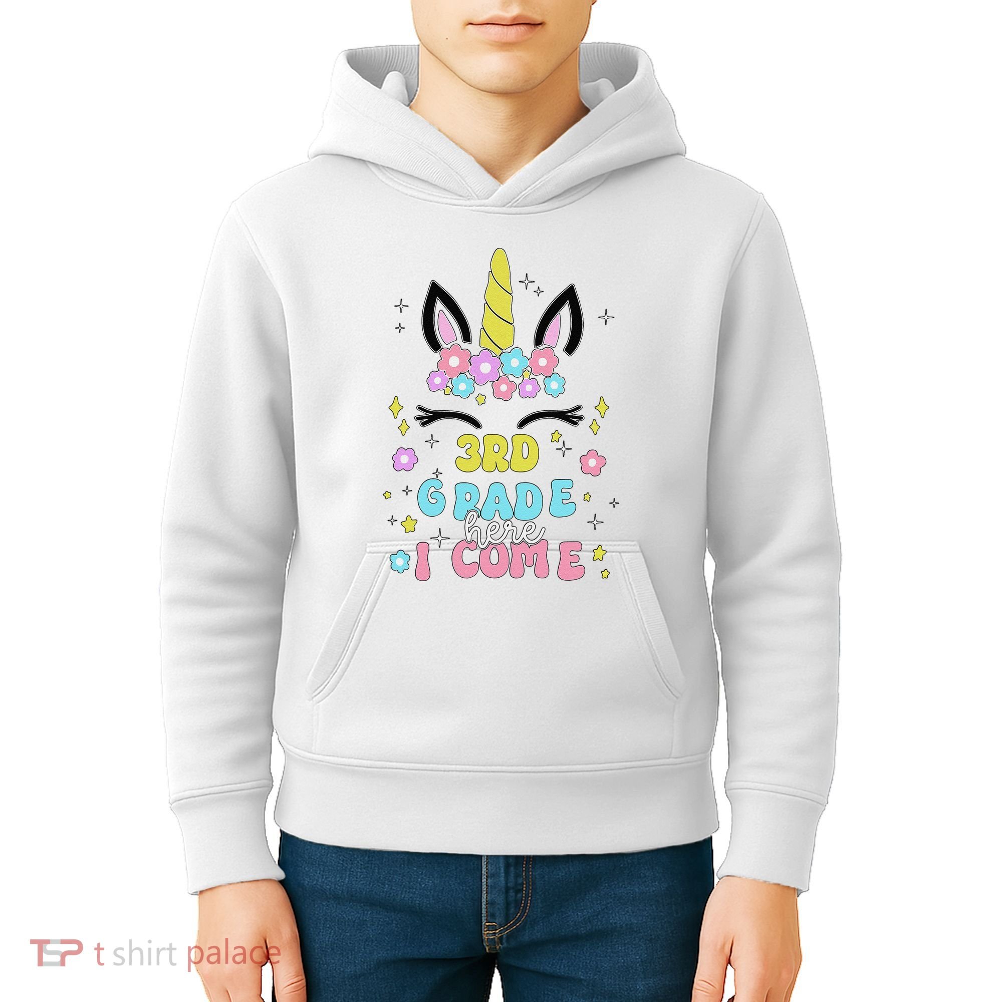 Third Grade Here I Come Unicorn Back To School Kids Hoodie