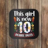 This Girl Is Now Double Digits 10 Year Old 10th Birthday Coaster thumb 0