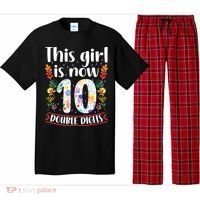 This Girl Is Now Double Digits 10 Year Old 10th Birthday Pajama Set thumb 0