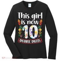 This Girl Is Now Double Digits 10 Year Old 10th Birthday Women's Long Sleeve Shirt thumb 0