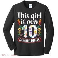 This Girl Is Now Double Digits 10 Year Old 10th Birthday Kids Long Sleeve Shirt thumb 0