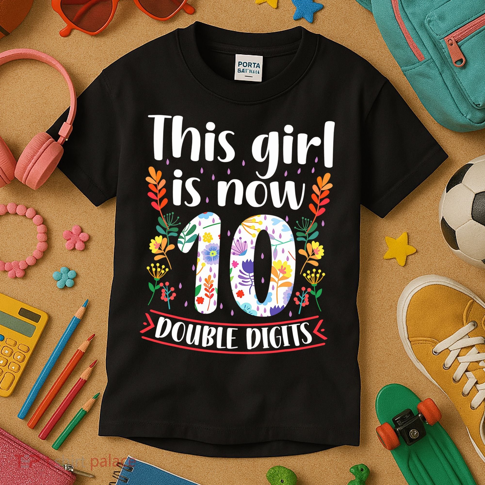 This Girl Is Now Double Digits 10 Year Old 10th Birthday Kids T-Shirt