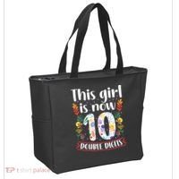 This Girl Is Now Double Digits 10 Year Old 10th Birthday Tote Bag thumb 2