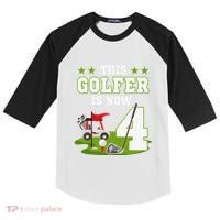 This Golfer Is Now 4 Year Old Birthday 4rd Golf Party Kids Colorblock Raglan Jersey thumb 0