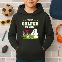 This Golfer Is Now 4 Year Old Birthday 4rd Golf Party Kids Hoodie thumb 2