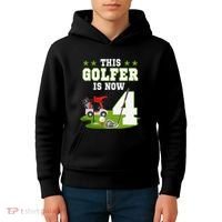 This Golfer Is Now 4 Year Old Birthday 4rd Golf Party Kids Hoodie thumb 4