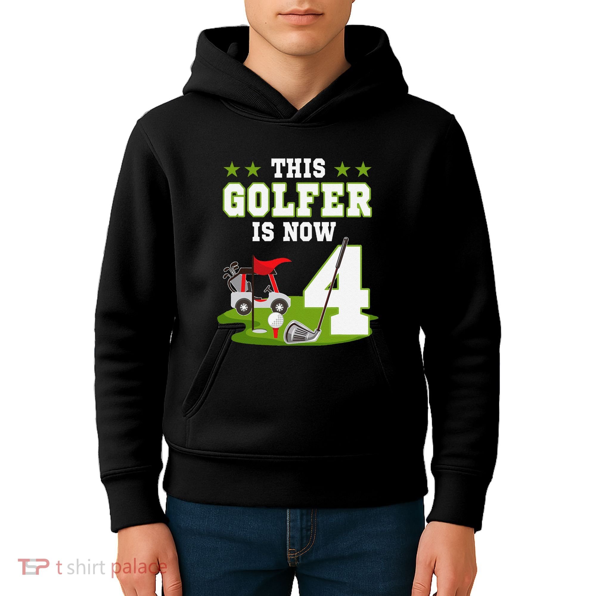 This Golfer Is Now 4 Year Old Birthday 4rd Golf Party Kids Hoodie